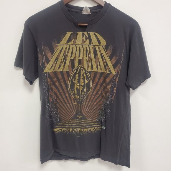 Vintage Hanes Mens 1993 Led Zeppelin Graphic T Shirt Size M Rock Band Music - Picture 1 of 10